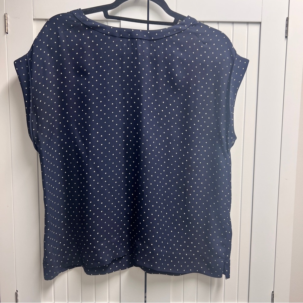 Theory, Silk, Star Pattern, Blouse, SZ S, Rolled Cap Sleeve